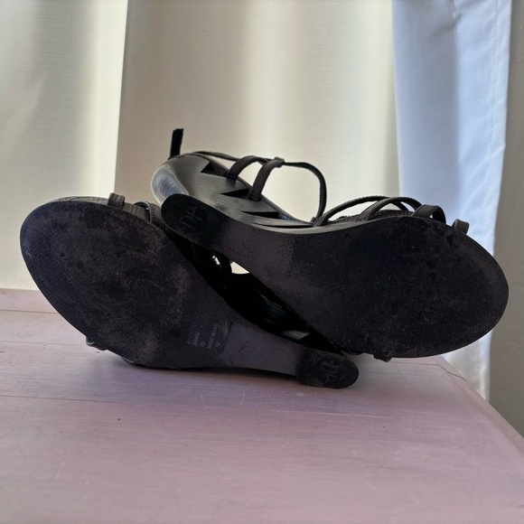 Donald J. Pliner Brown Bambi Rosette Floral Ankle Strap Cutout Wedges Size 7.5 - Picture 12 of 12